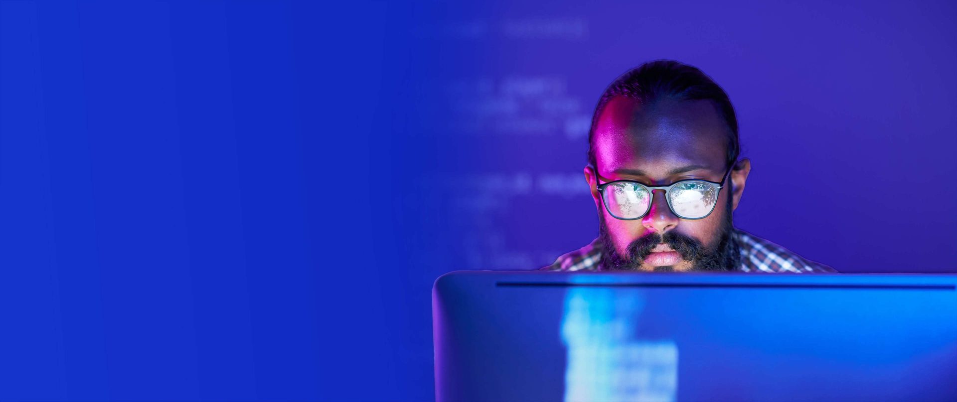 Vision care, Glasses, Blue, Purple, Beard, Music, Eyewear, Laptop